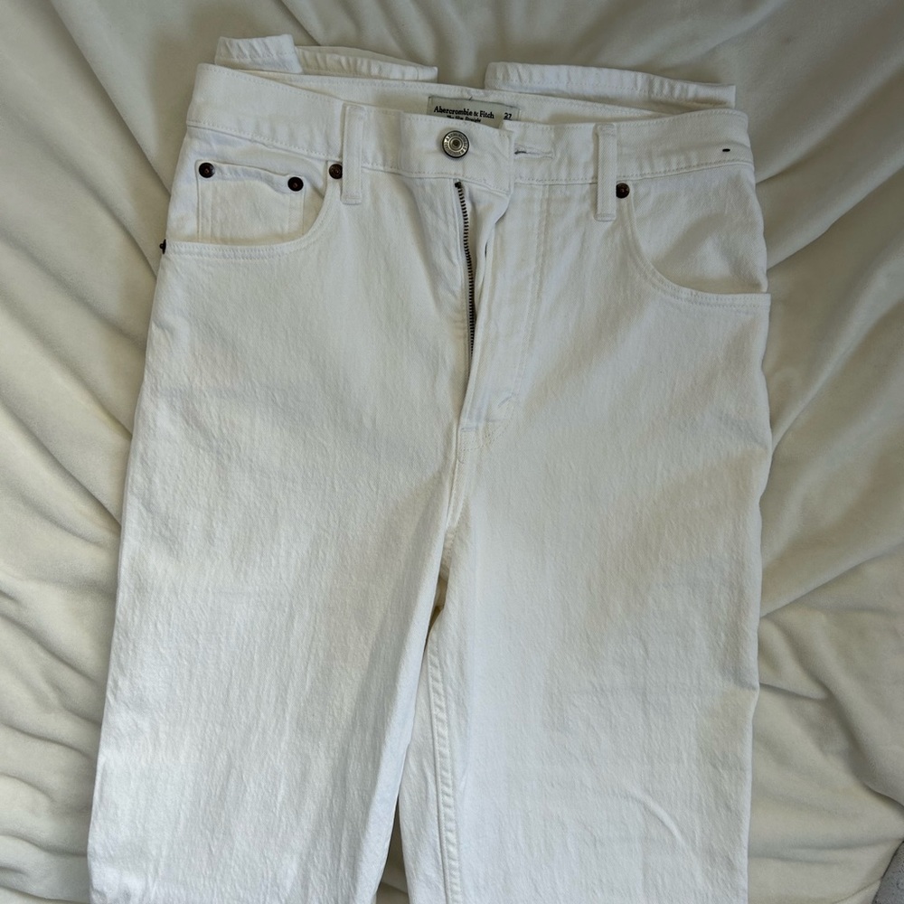 Abercrombie extra long white jeans